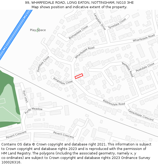 99, WHARFEDALE ROAD, LONG EATON, NOTTINGHAM, NG10 3HE: Location map and indicative extent of plot