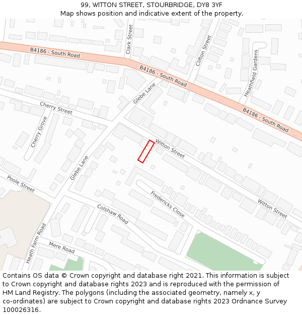 99, WITTON STREET, STOURBRIDGE, DY8 3YF: Location map and indicative extent of plot