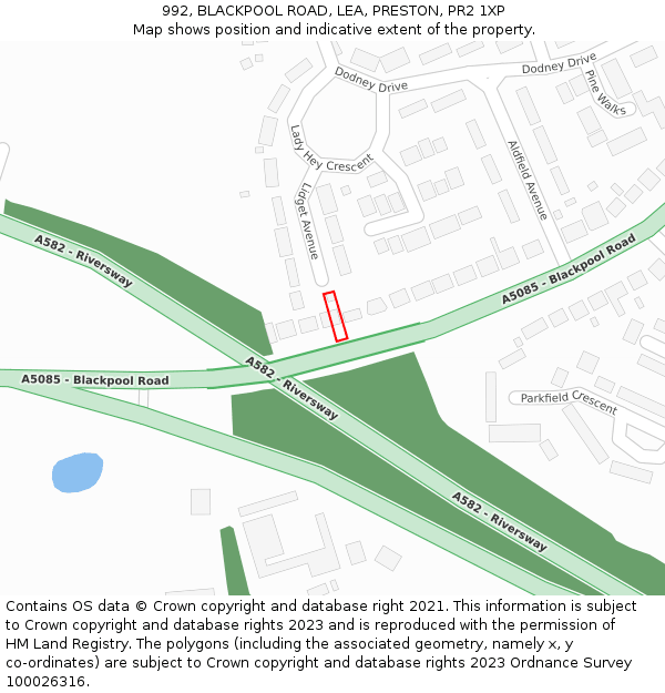 992, BLACKPOOL ROAD, LEA, PRESTON, PR2 1XP: Location map and indicative extent of plot