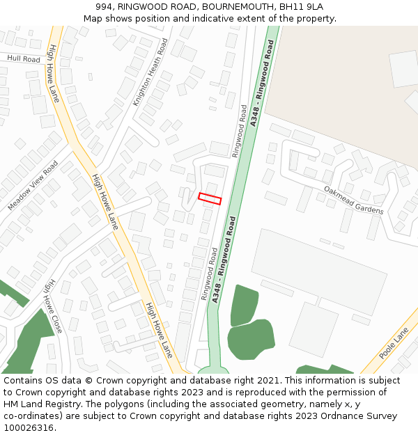 994, RINGWOOD ROAD, BOURNEMOUTH, BH11 9LA: Location map and indicative extent of plot