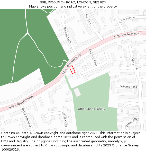 99B, WOOLWICH ROAD, LONDON, SE2 0DY: Location map and indicative extent of plot