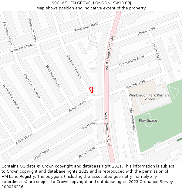 99C, ASHEN GROVE, LONDON, SW19 8BJ: Location map and indicative extent of plot