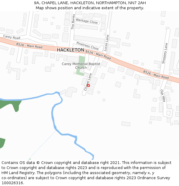 9A, CHAPEL LANE, HACKLETON, NORTHAMPTON, NN7 2AH: Location map and indicative extent of plot