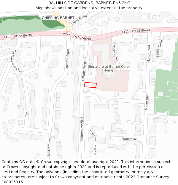 9A, HILLSIDE GARDENS, BARNET, EN5 2NG: Location map and indicative extent of plot