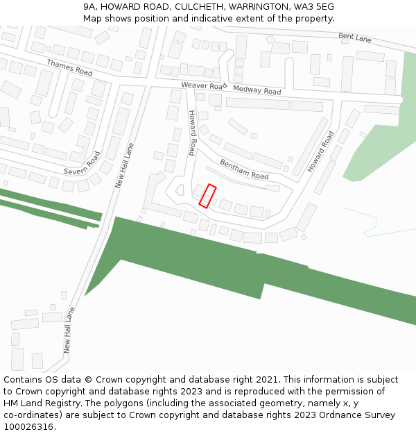 9A, HOWARD ROAD, CULCHETH, WARRINGTON, WA3 5EG: Location map and indicative extent of plot