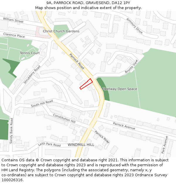9A, PARROCK ROAD, GRAVESEND, DA12 1PY: Location map and indicative extent of plot