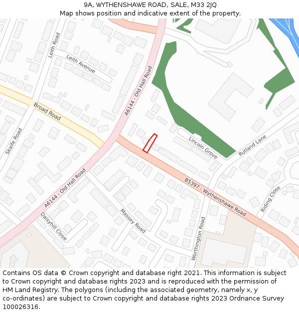 9A, WYTHENSHAWE ROAD, SALE, M33 2JQ: Location map and indicative extent of plot