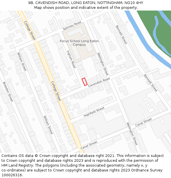 9B, CAVENDISH ROAD, LONG EATON, NOTTINGHAM, NG10 4HY: Location map and indicative extent of plot