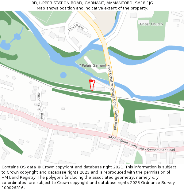 9B, UPPER STATION ROAD, GARNANT, AMMANFORD, SA18 1JG: Location map and indicative extent of plot