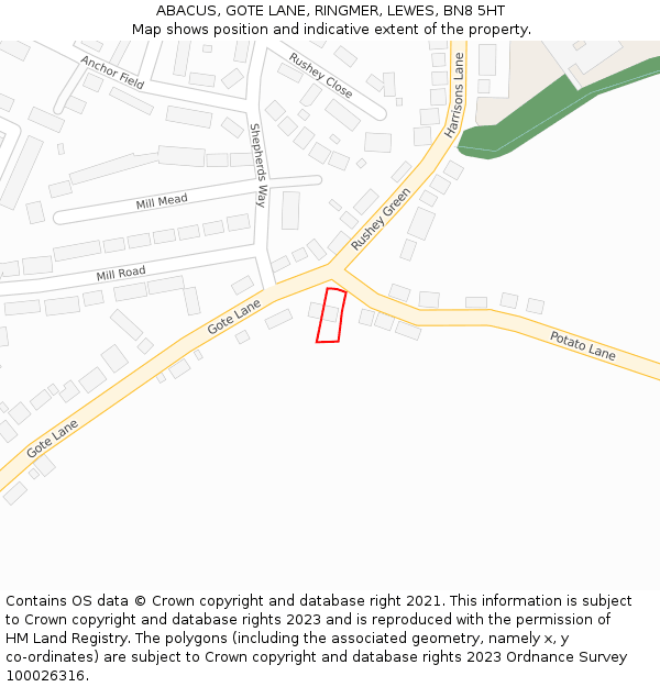 ABACUS, GOTE LANE, RINGMER, LEWES, BN8 5HT: Location map and indicative extent of plot