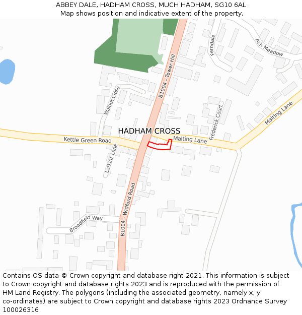 ABBEY DALE, HADHAM CROSS, MUCH HADHAM, SG10 6AL: Location map and indicative extent of plot