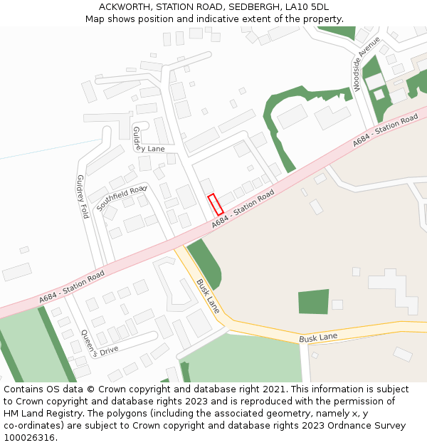 ACKWORTH, STATION ROAD, SEDBERGH, LA10 5DL: Location map and indicative extent of plot