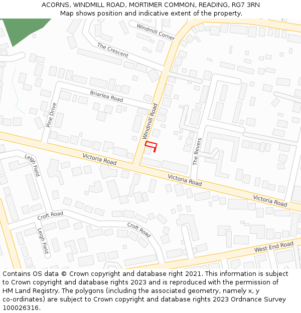 ACORNS, WINDMILL ROAD, MORTIMER COMMON, READING, RG7 3RN: Location map and indicative extent of plot