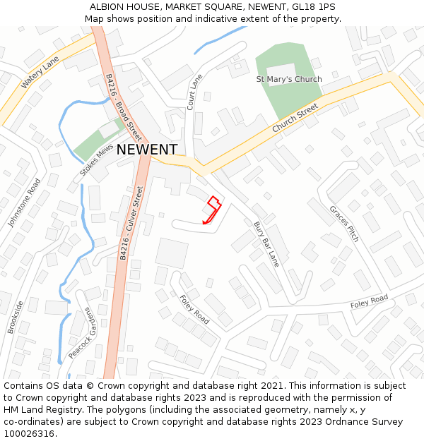 ALBION HOUSE, MARKET SQUARE, NEWENT, GL18 1PS: Location map and indicative extent of plot