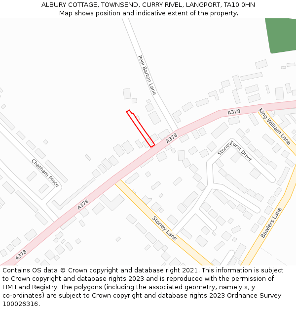 ALBURY COTTAGE, TOWNSEND, CURRY RIVEL, LANGPORT, TA10 0HN: Location map and indicative extent of plot