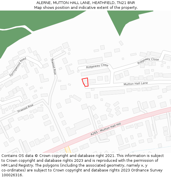 ALERNE, MUTTON HALL LANE, HEATHFIELD, TN21 8NR: Location map and indicative extent of plot