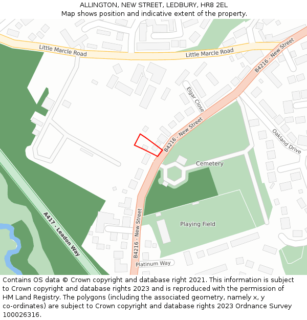 ALLINGTON, NEW STREET, LEDBURY, HR8 2EL: Location map and indicative extent of plot