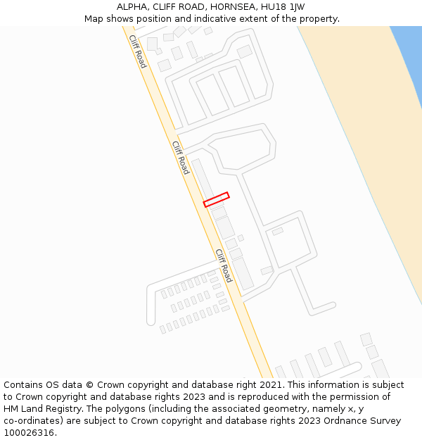 ALPHA, CLIFF ROAD, HORNSEA, HU18 1JW: Location map and indicative extent of plot