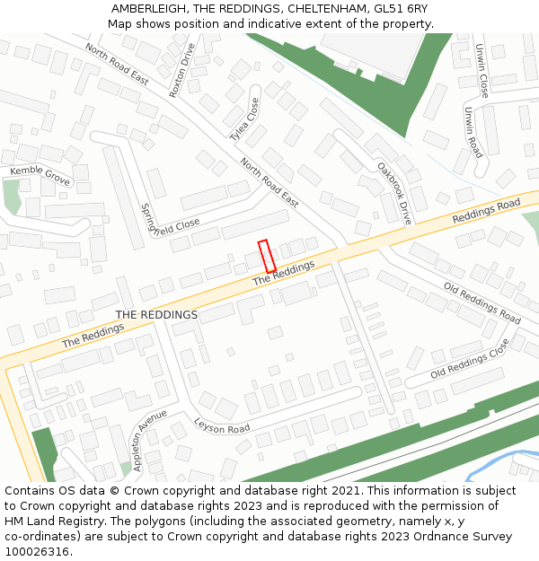 AMBERLEIGH, THE REDDINGS, CHELTENHAM, GL51 6RY: Location map and indicative extent of plot