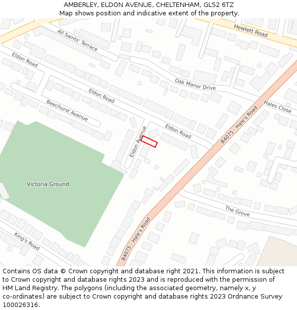 AMBERLEY, ELDON AVENUE, CHELTENHAM, GL52 6TZ: Location map and indicative extent of plot