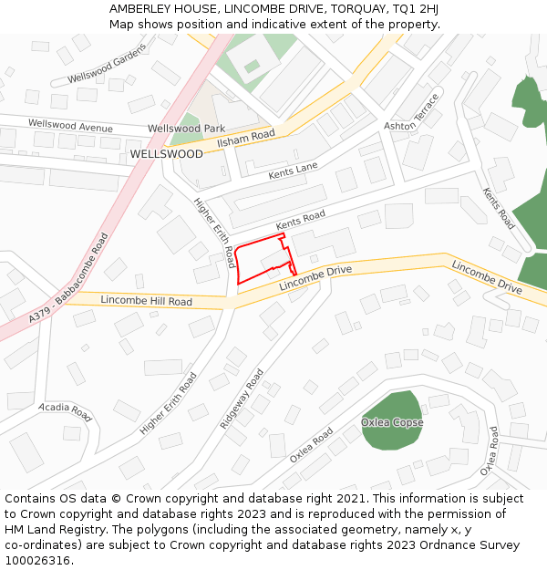 AMBERLEY HOUSE, LINCOMBE DRIVE, TORQUAY, TQ1 2HJ: Location map and indicative extent of plot