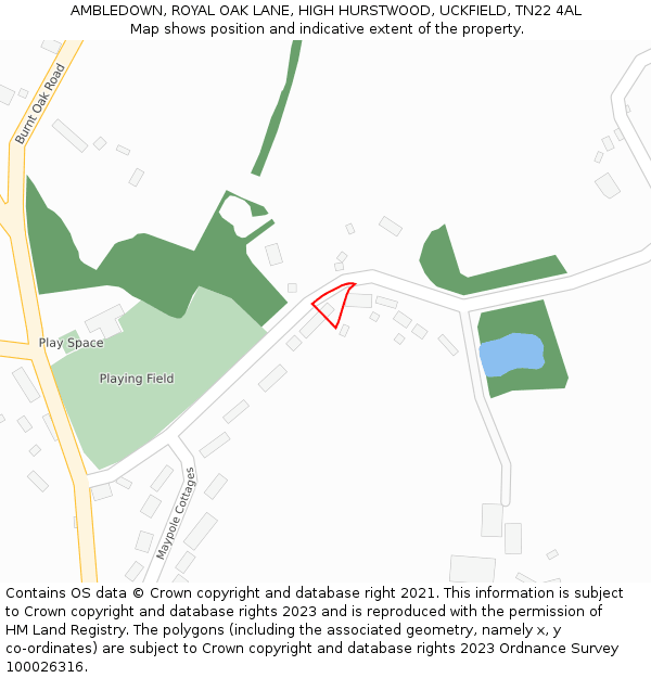 AMBLEDOWN, ROYAL OAK LANE, HIGH HURSTWOOD, UCKFIELD, TN22 4AL: Location map and indicative extent of plot