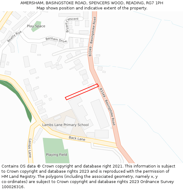 AMERSHAM, BASINGSTOKE ROAD, SPENCERS WOOD, READING, RG7 1PH: Location map and indicative extent of plot