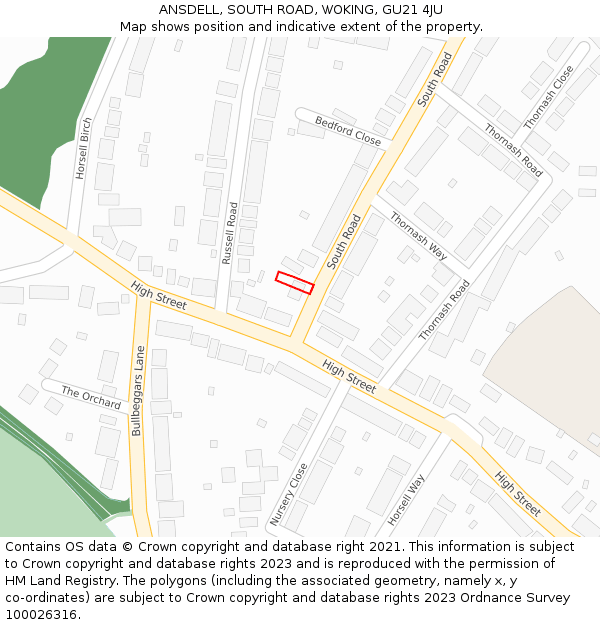 ANSDELL, SOUTH ROAD, WOKING, GU21 4JU: Location map and indicative extent of plot