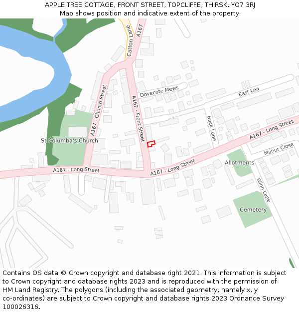 APPLE TREE COTTAGE, FRONT STREET, TOPCLIFFE, THIRSK, YO7 3RJ: Location map and indicative extent of plot