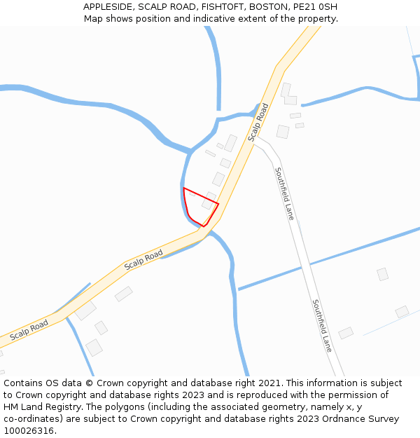 APPLESIDE, SCALP ROAD, FISHTOFT, BOSTON, PE21 0SH: Location map and indicative extent of plot