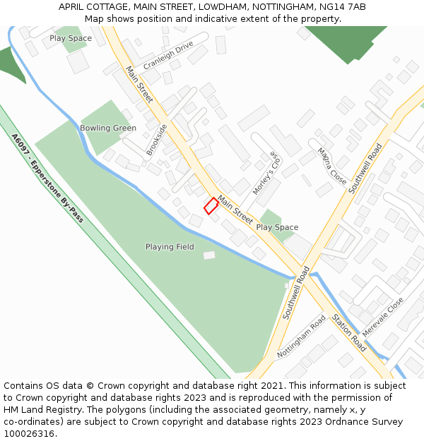 APRIL COTTAGE, MAIN STREET, LOWDHAM, NOTTINGHAM, NG14 7AB: Location map and indicative extent of plot