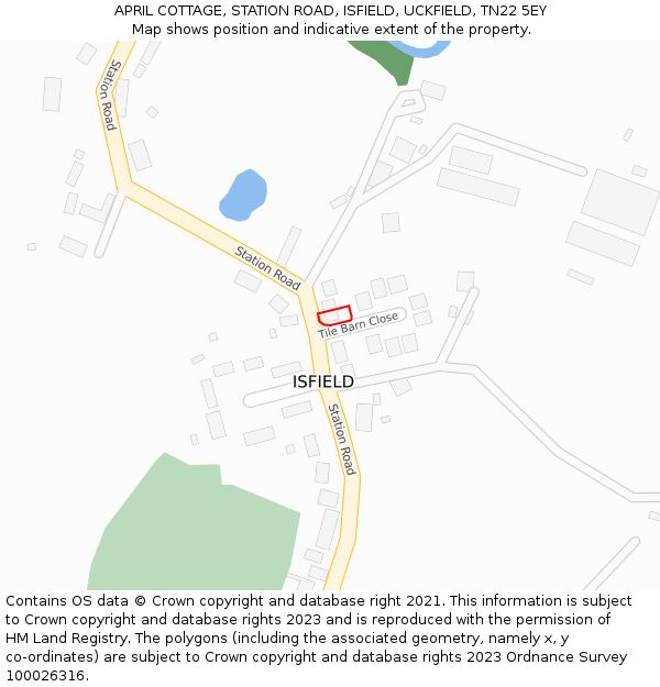 APRIL COTTAGE, STATION ROAD, ISFIELD, UCKFIELD, TN22 5EY: Location map and indicative extent of plot