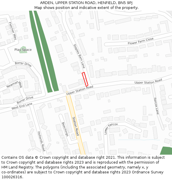 ARDEN, UPPER STATION ROAD, HENFIELD, BN5 9PJ: Location map and indicative extent of plot