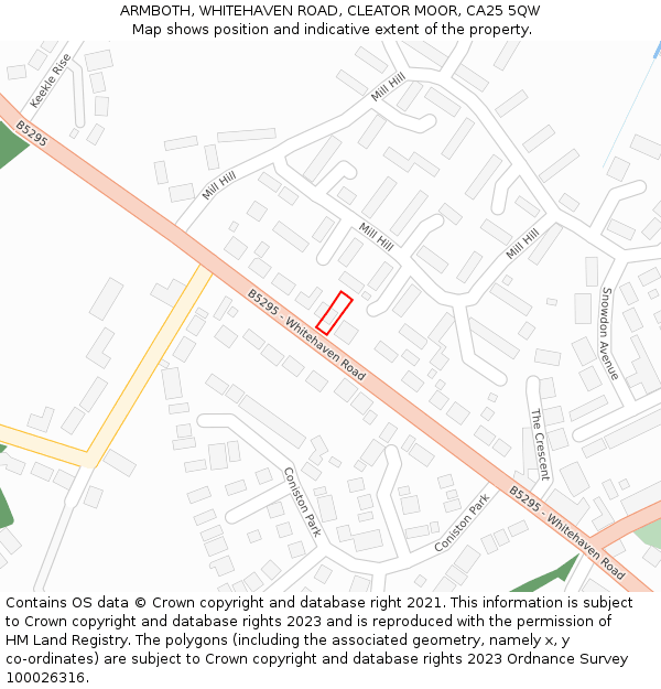 ARMBOTH, WHITEHAVEN ROAD, CLEATOR MOOR, CA25 5QW: Location map and indicative extent of plot