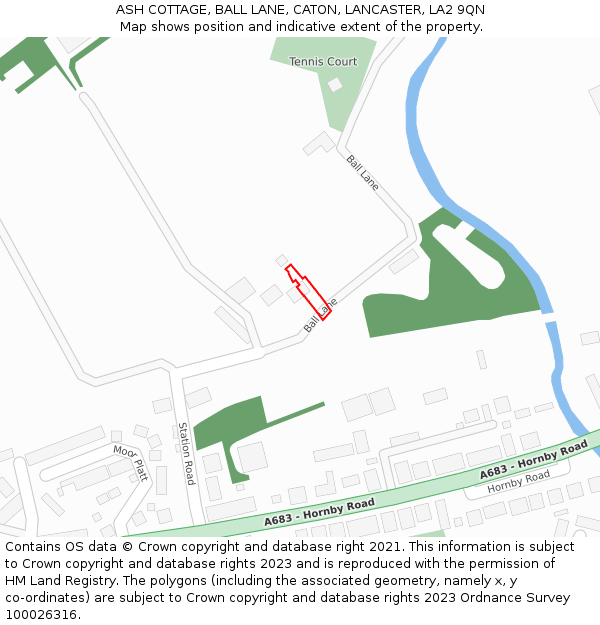 ASH COTTAGE, BALL LANE, CATON, LANCASTER, LA2 9QN: Location map and indicative extent of plot