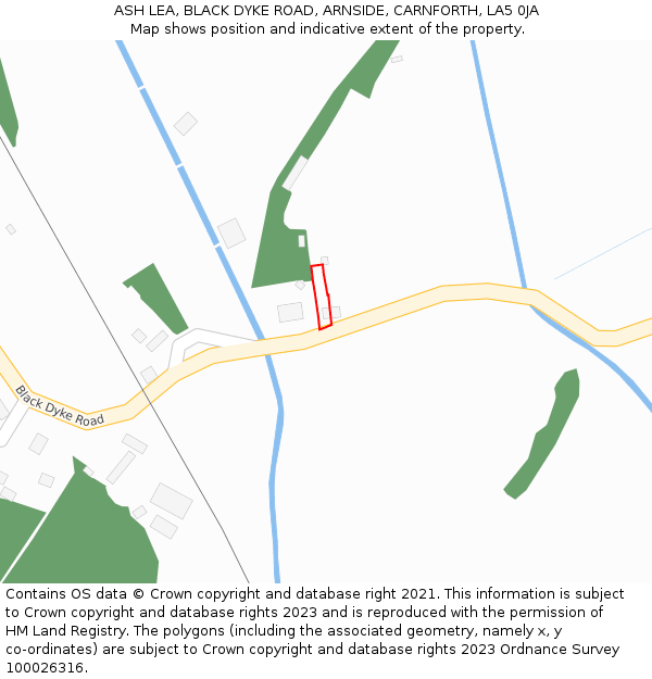 ASH LEA, BLACK DYKE ROAD, ARNSIDE, CARNFORTH, LA5 0JA: Location map and indicative extent of plot