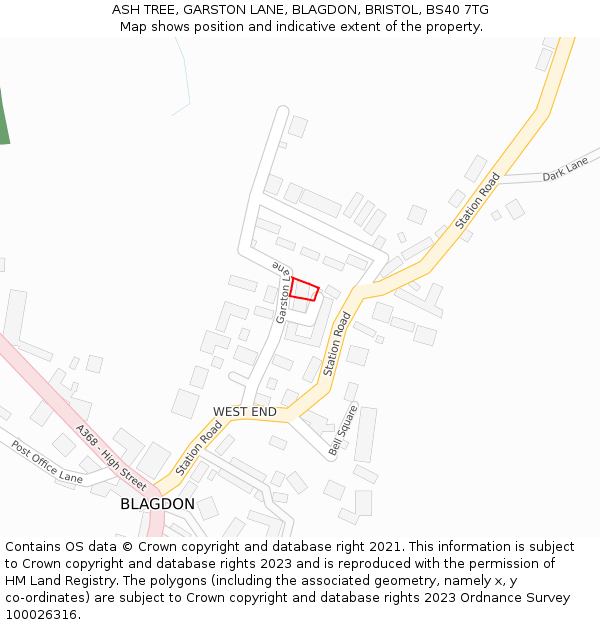 ASH TREE, GARSTON LANE, BLAGDON, BRISTOL, BS40 7TG: Location map and indicative extent of plot