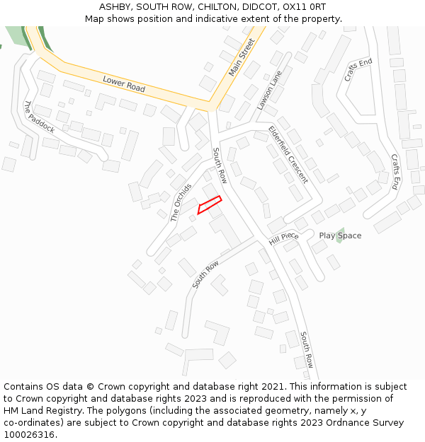 ASHBY, SOUTH ROW, CHILTON, DIDCOT, OX11 0RT: Location map and indicative extent of plot