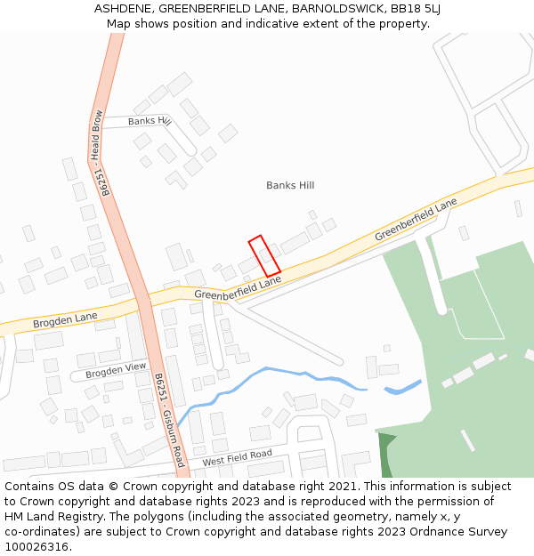 ASHDENE, GREENBERFIELD LANE, BARNOLDSWICK, BB18 5LJ: Location map and indicative extent of plot