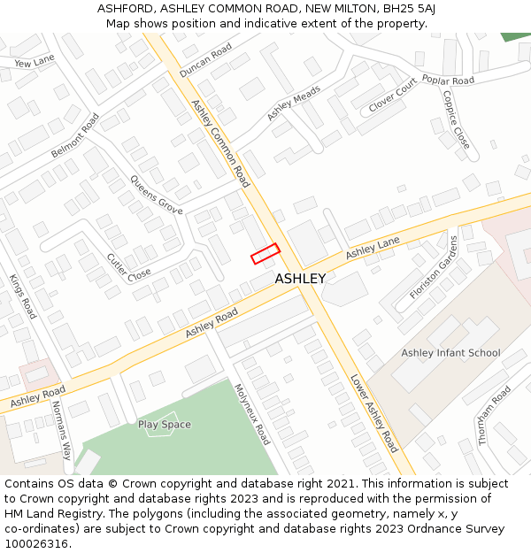 ASHFORD, ASHLEY COMMON ROAD, NEW MILTON, BH25 5AJ: Location map and indicative extent of plot