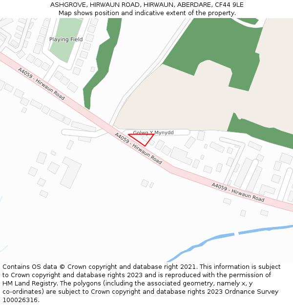 ASHGROVE, HIRWAUN ROAD, HIRWAUN, ABERDARE, CF44 9LE: Location map and indicative extent of plot