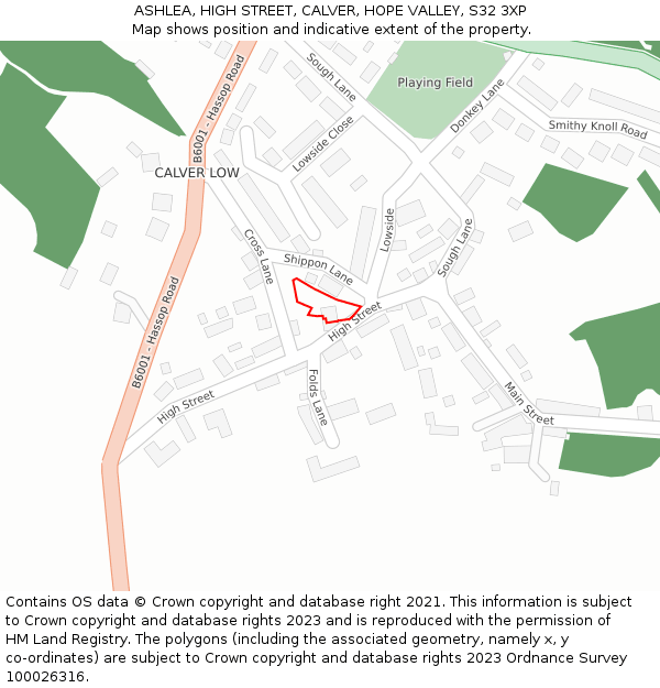 ASHLEA, HIGH STREET, CALVER, HOPE VALLEY, S32 3XP: Location map and indicative extent of plot