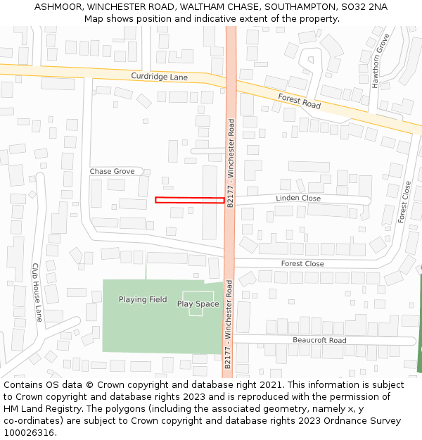 ASHMOOR, WINCHESTER ROAD, WALTHAM CHASE, SOUTHAMPTON, SO32 2NA: Location map and indicative extent of plot