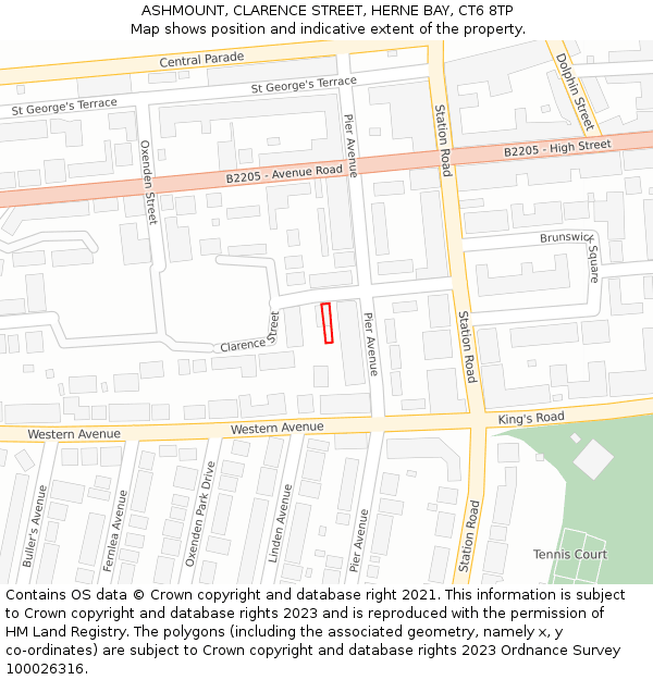 ASHMOUNT, CLARENCE STREET, HERNE BAY, CT6 8TP: Location map and indicative extent of plot