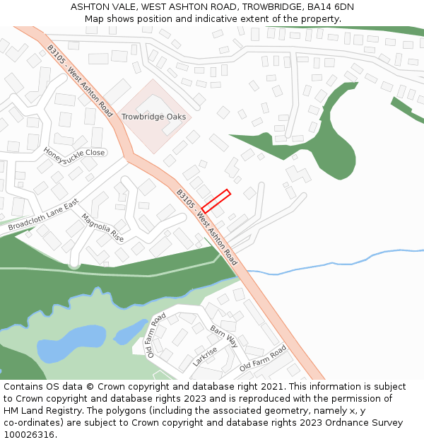 ASHTON VALE, WEST ASHTON ROAD, TROWBRIDGE, BA14 6DN: Location map and indicative extent of plot