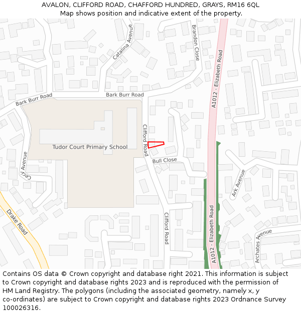 AVALON, CLIFFORD ROAD, CHAFFORD HUNDRED, GRAYS, RM16 6QL: Location map and indicative extent of plot