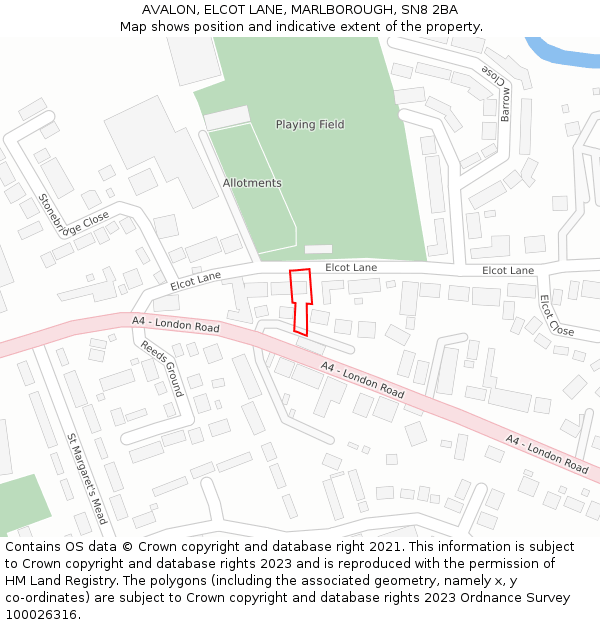 AVALON, ELCOT LANE, MARLBOROUGH, SN8 2BA: Location map and indicative extent of plot