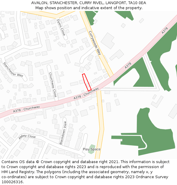 AVALON, STANCHESTER, CURRY RIVEL, LANGPORT, TA10 0EA: Location map and indicative extent of plot