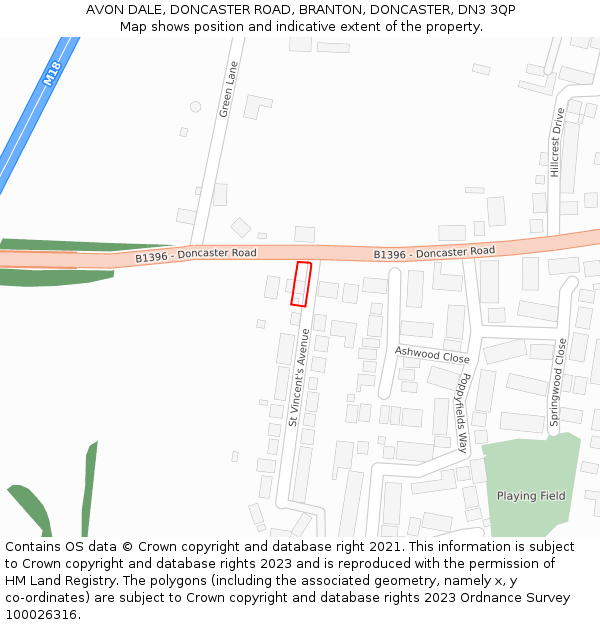 AVON DALE, DONCASTER ROAD, BRANTON, DONCASTER, DN3 3QP: Location map and indicative extent of plot