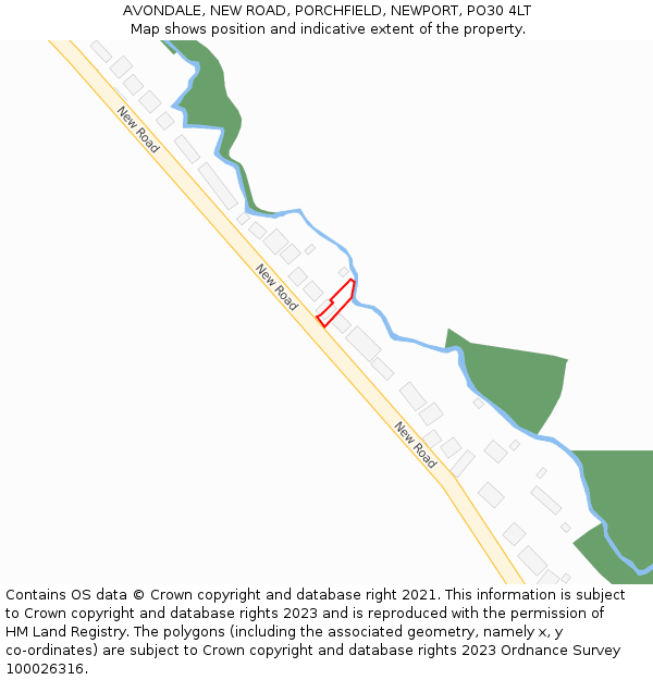 AVONDALE, NEW ROAD, PORCHFIELD, NEWPORT, PO30 4LT: Location map and indicative extent of plot